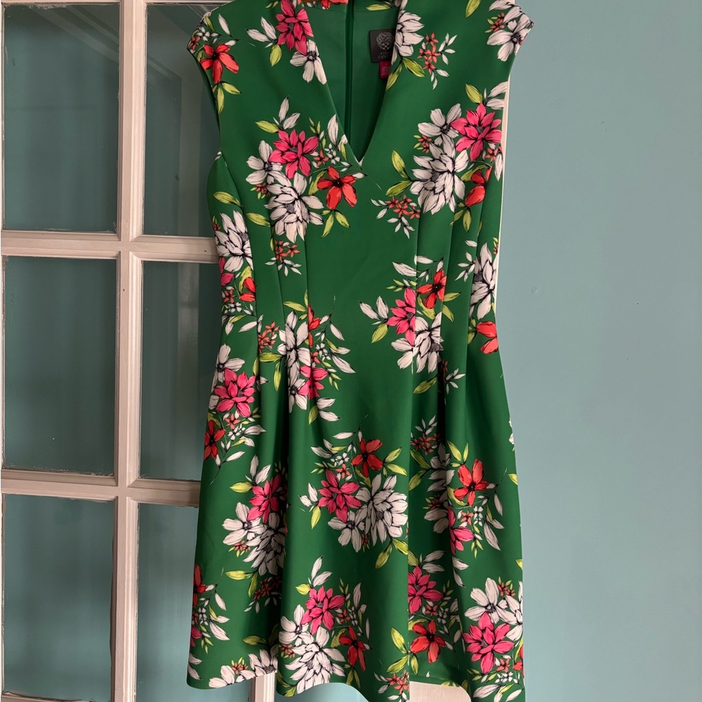 Vince Camuto Green Floral Mini Dress